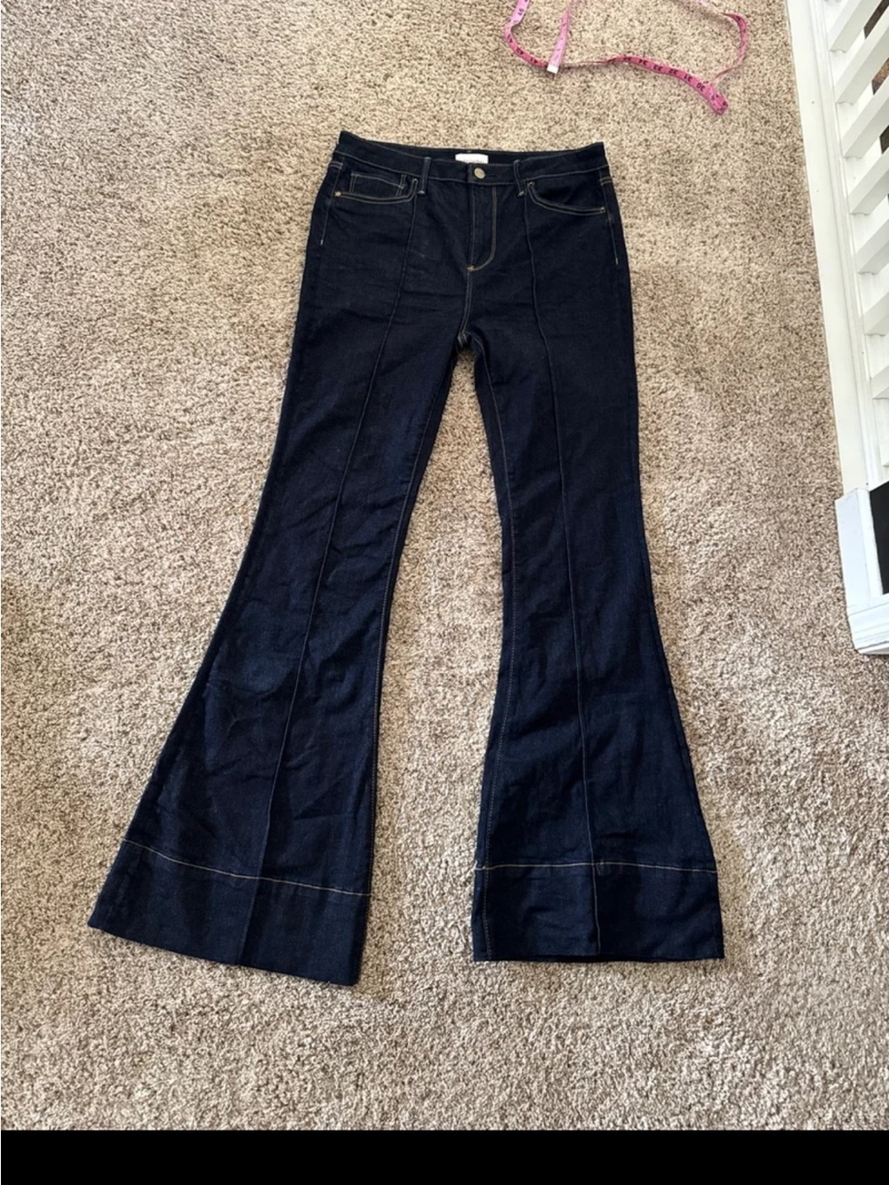 Driftwood Farrah Wide Leg Flared Pintuck Jeans in Dark Wash Indigo size 30 - Picture 10 of 12
